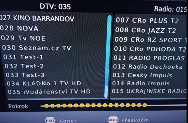 Prbh skenovn DVB-T2